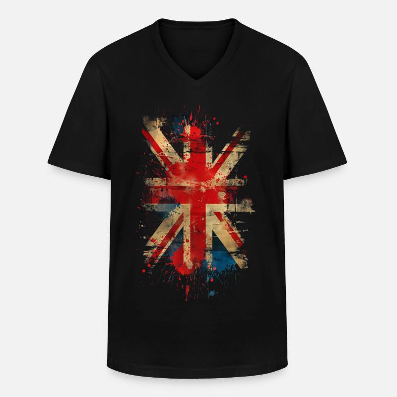Union Jack - Men's V-Neck T-Shirt - black