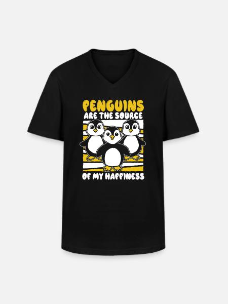 Pingviner är källan till min lycka sjöfågel - T-shirt med V-ringning herr - svart