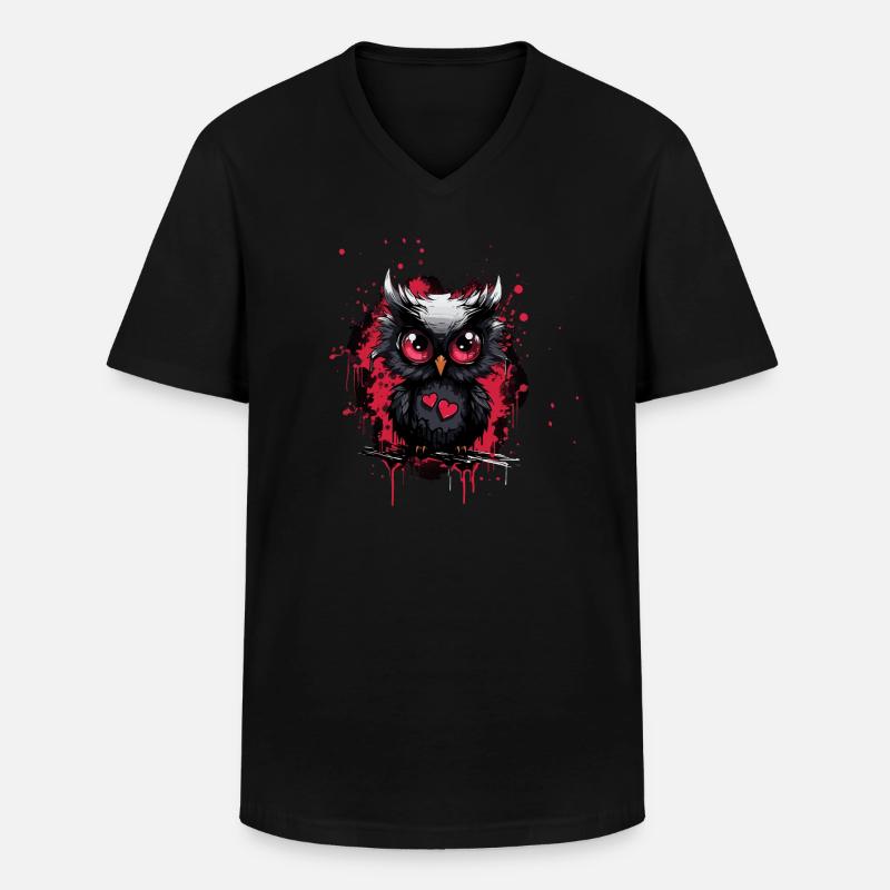 Lustige Eule - Männer-T-Shirt mit V-Ausschnitt - Schwarz