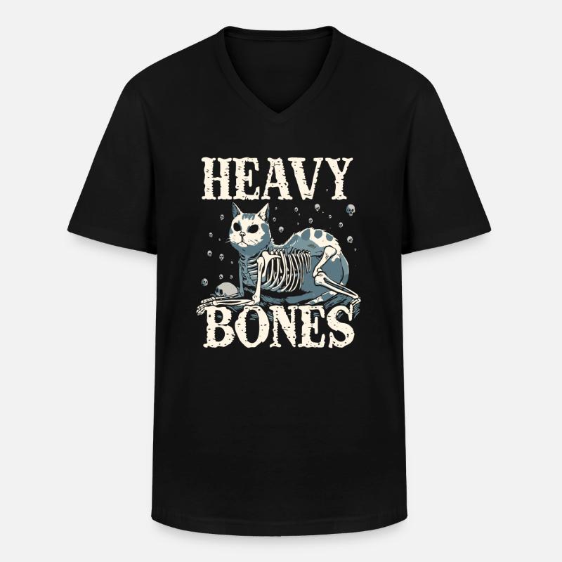 Schwere Knochen Katze - Männer-T-Shirt mit V-Ausschnitt - Schwarz