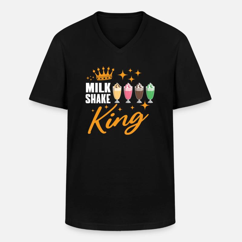 Milkshake König - Männer-T-Shirt mit V-Ausschnitt - Schwarz