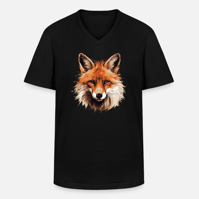 Rotfuchs - Männer-T-Shirt mit V-Ausschnitt - Schwarz