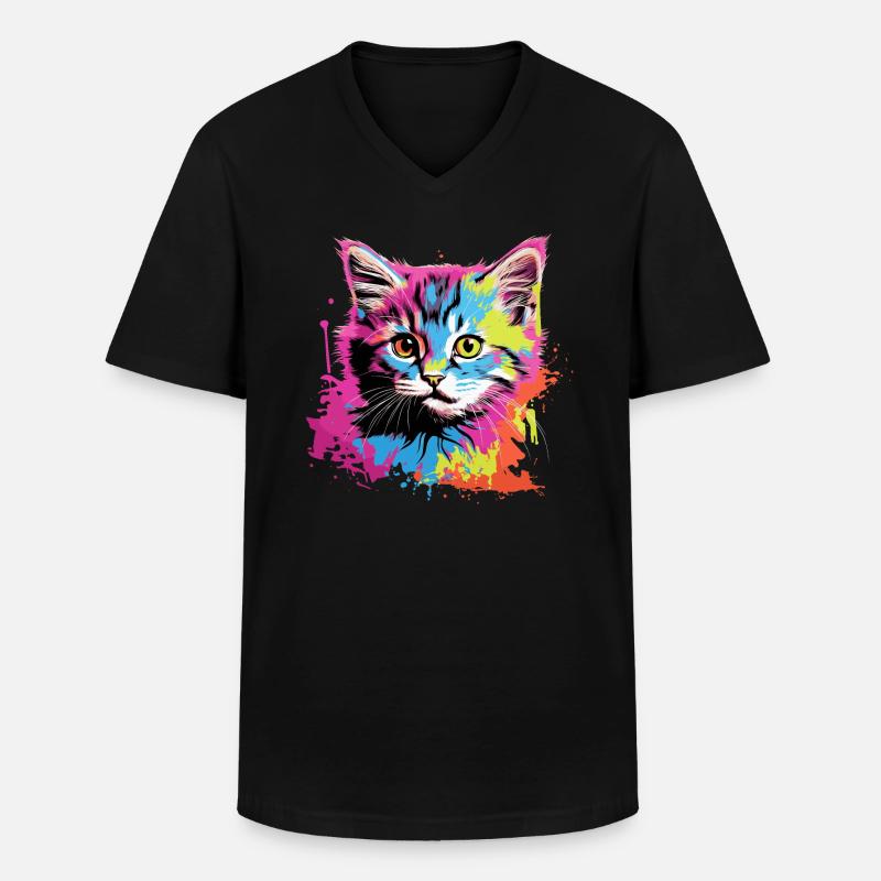Coole Katze - Männer-T-Shirt mit V-Ausschnitt - Schwarz
