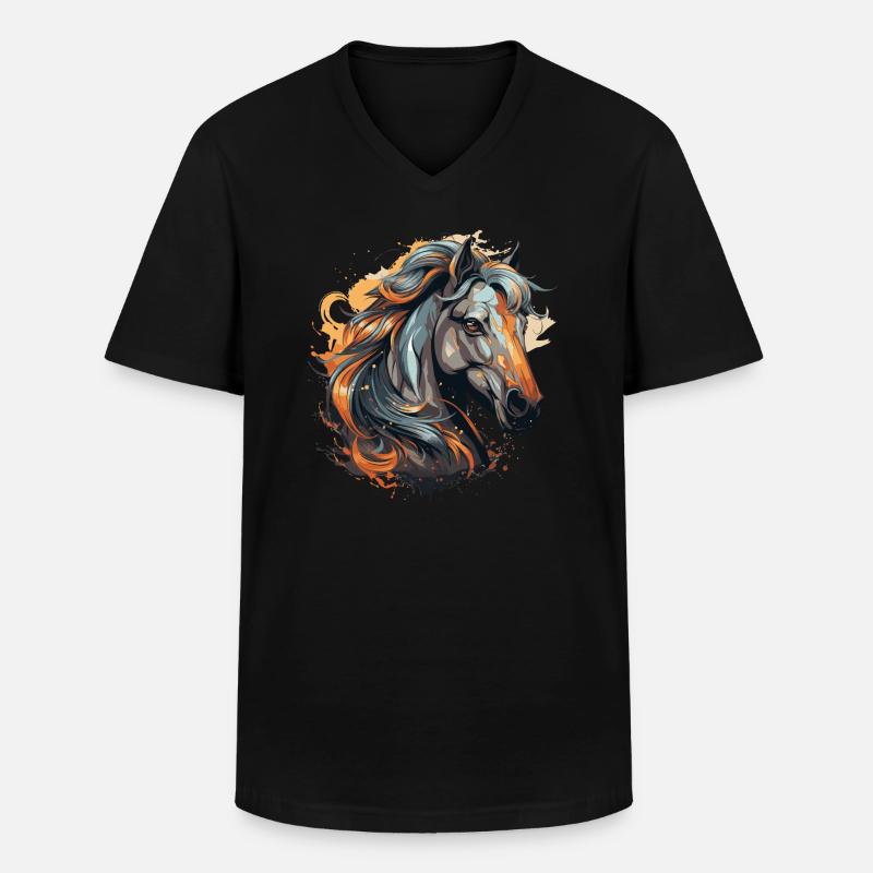 Pferdeportrait - Männer-T-Shirt mit V-Ausschnitt - Schwarz
