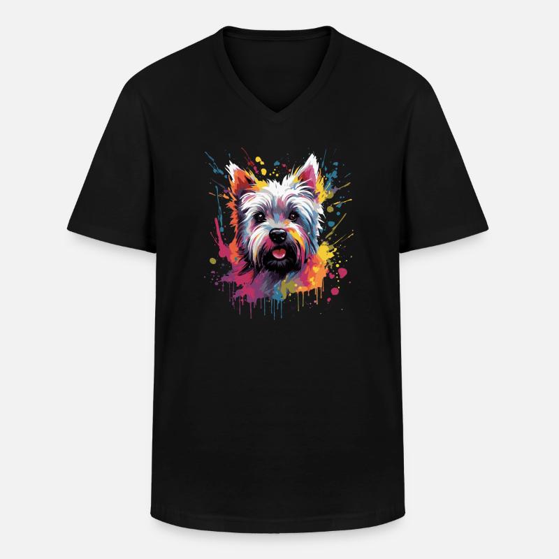 Cooler West Highland White Terrier - Männer-T-Shirt mit V-Ausschnitt - Schwarz