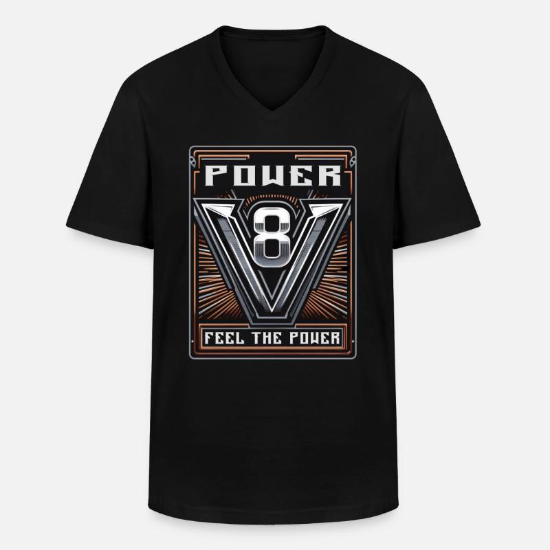 V8 - Männer-T-Shirt mit V-Ausschnitt - Schwarz