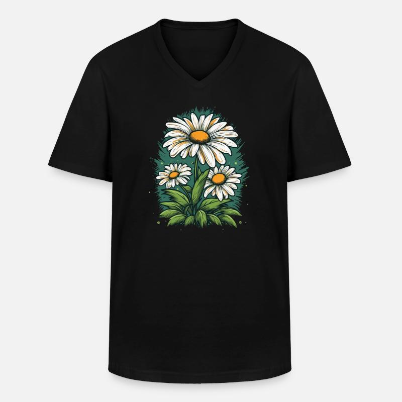 Gänseblümchen - Männer-T-Shirt mit V-Ausschnitt - Schwarz