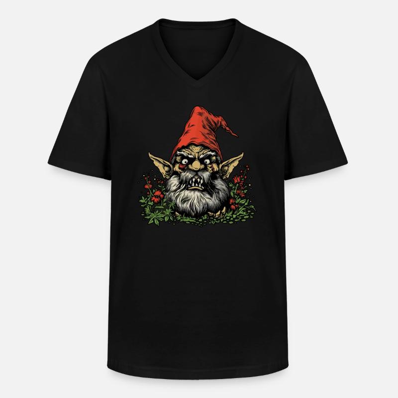 Gruseliger Gartenzwerg - Männer-T-Shirt mit V-Ausschnitt - Schwarz