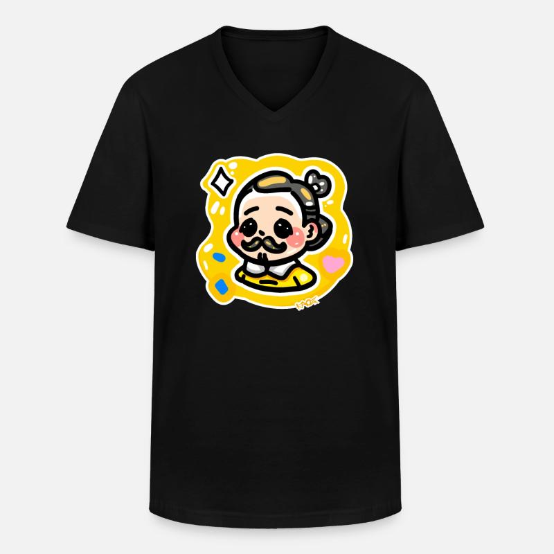 Shakespeare Chibi Kerl - Männer-T-Shirt mit V-Ausschnitt - Schwarz