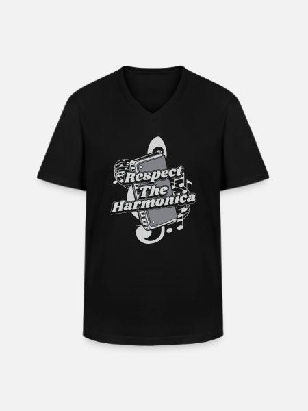 Respect The Harmonica Harmonist Harmonicist - Men's V-Neck T-Shirt - black