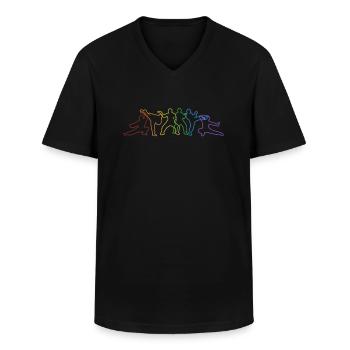 Capoeira LGBT Regenbogen Capoeirista Ginga Tanz - Männer-T-Shirt mit V-Ausschnitt - Schwarz - Vorne - AI Model Male 178 dark (178cm)