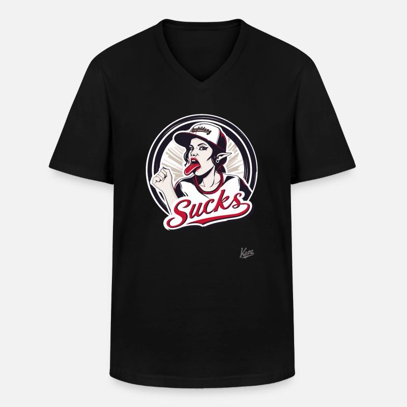 Baseball-Maskottchen-Mädchen: Ausbildung nervt - Männer-T-Shirt mit V-Ausschnitt - Schwarz