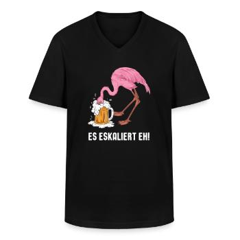 Costume de flamant rose de carnaval de festival de carnaval - T-shirt col V Homme - noir - Devant - AI Model Male 178 dark (178cm)