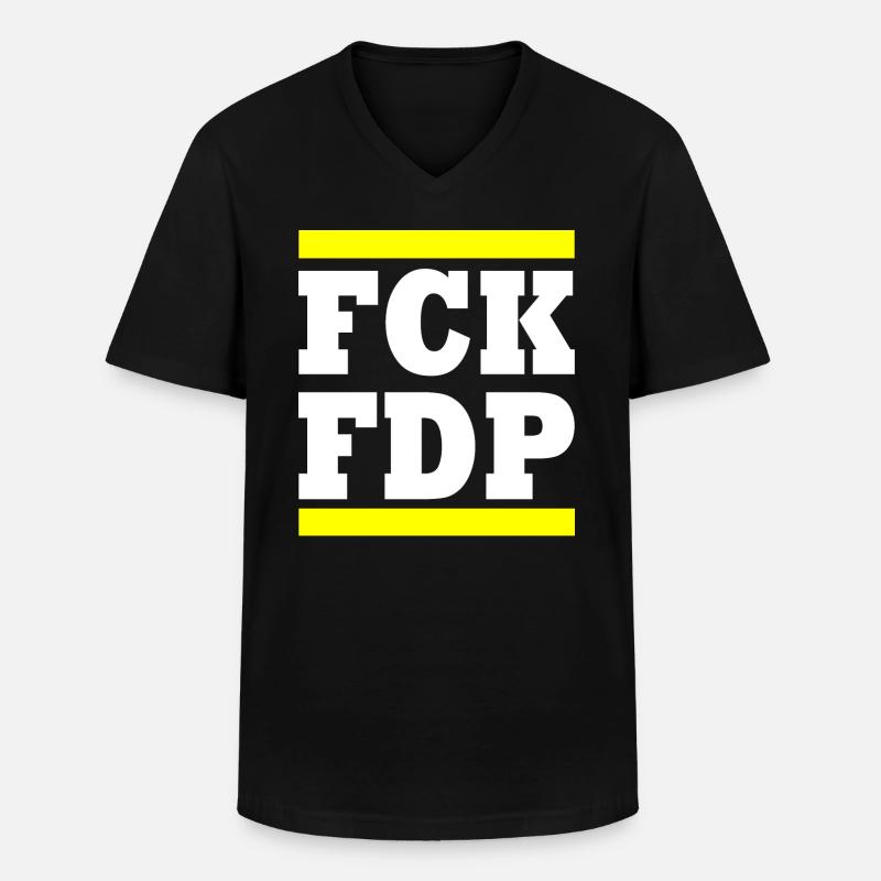 Fck fdp - Männer-T-Shirt mit V-Ausschnitt - Schwarz