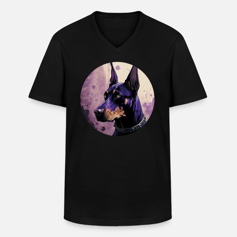 Cooler Dobermann - Männer-T-Shirt mit V-Ausschnitt - Schwarz