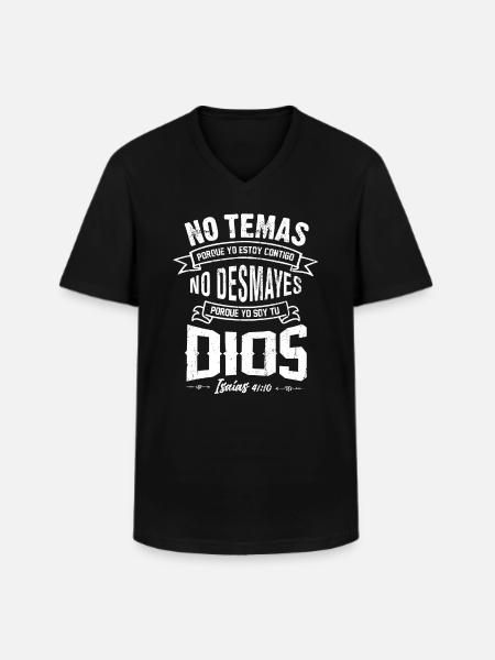 NO TEMAS Christians bibelvers citat på spansk - Klassisk herre T-shirt med V-udskæring - sort