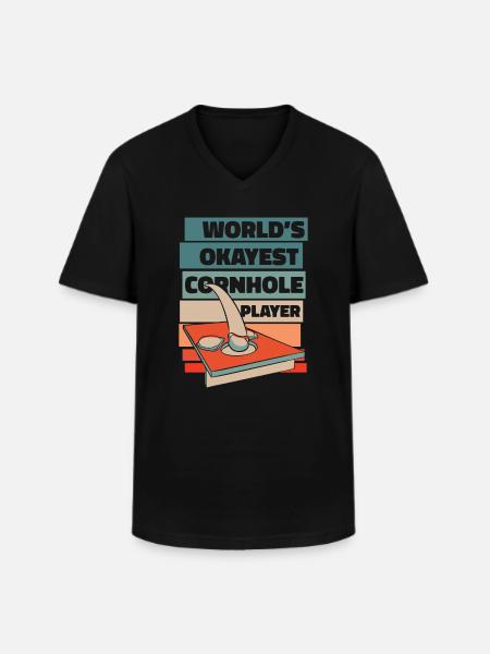 Världens Okejaste Cornhole-spelare spelbräden - T-shirt med V-ringning herr - svart