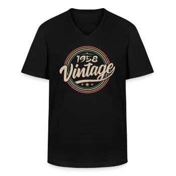 1958 Vintage 1958 Geburtstagsgeschenk - Retro Stil 1958 - Männer-T-Shirt mit V-Ausschnitt - Schwarz - Vorne - AI Model Male 178 dark (178cm)