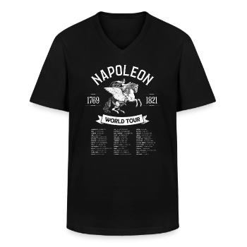 Napoleon Bonaparte World Tour Military History - Men's V-Neck T-Shirt - black - Front - AI Model Male 178 dark (178cm)