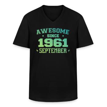 September 1961 Birthday Gift September 1961 - Men's V-Neck T-Shirt - black - Front - AI Model Male 178 dark (178cm)