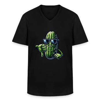 Daumen runter Saure Gurke Salatgurke - Männer-T-Shirt mit V-Ausschnitt - Schwarz - Vorne - AI Model Male 178 dark (178cm)