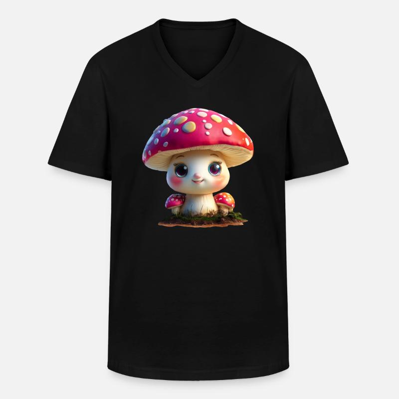 cute toadstool - Men's V-Neck T-Shirt - black