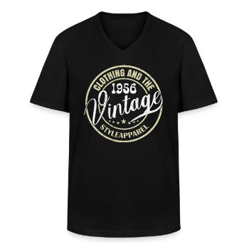 Jahrgang 1956 Geburtstagsgeschenk 1956 Retro 1956 - Männer-T-Shirt mit V-Ausschnitt - Schwarz - Vorne - AI Model Male 178 dark (178cm)