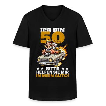 ICH BIN 50 BITTE HELFEN SIE MIR IN MEIN AUTO - Männer-T-Shirt mit V-Ausschnitt - Schwarz - Vorne - AI Model Male 178 dark (178cm)