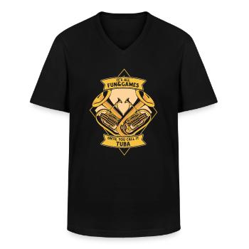 Bis man es Tuba Euphoniumist Instrument nennt - Männer-T-Shirt mit V-Ausschnitt - Schwarz - Vorne - AI Model Male 178 dark (178cm)