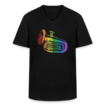 Euphonium LGBT Regenbogeninstrument Euphonist - Männer-T-Shirt mit V-Ausschnitt - Schwarz - Vorne - AI Model Male 178 dark (178cm)