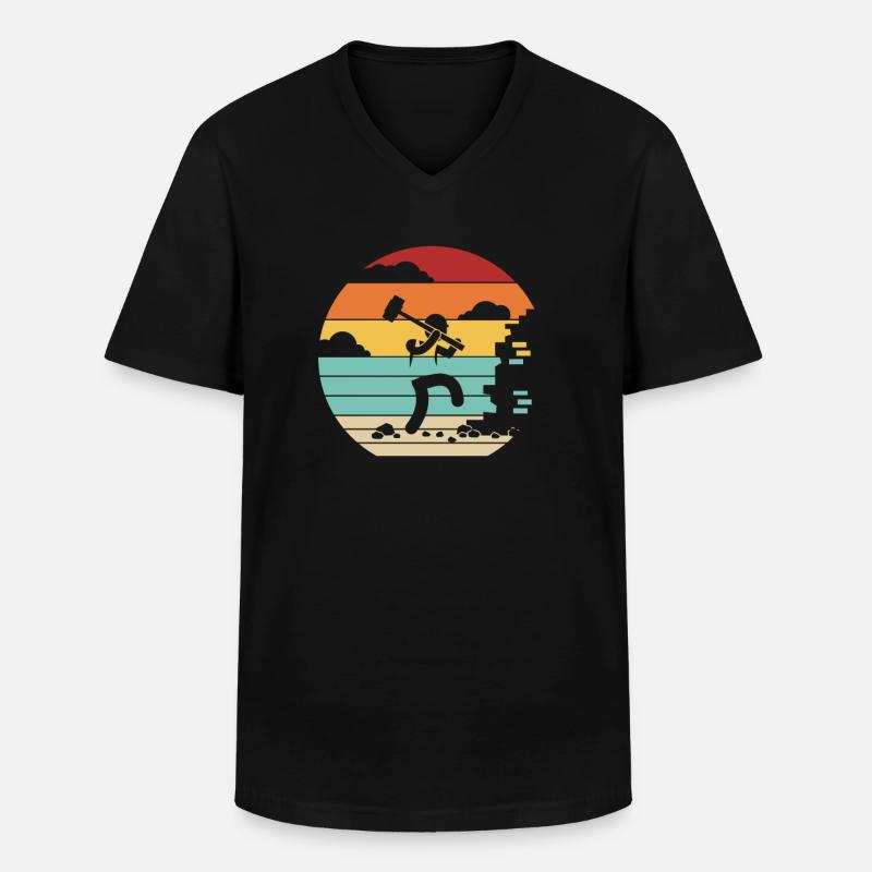 Retro Heimwerker Hauszerstörer Experten Haus - Männer-T-Shirt mit V-Ausschnitt - Schwarz