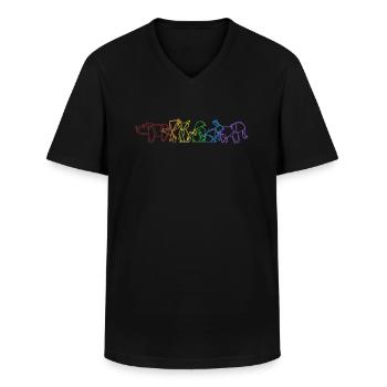 Origami LGBT Regenbogen Papierkranich Falten Eule - Männer-T-Shirt mit V-Ausschnitt - Schwarz - Vorne - AI Model Male 178 dark (178cm)
