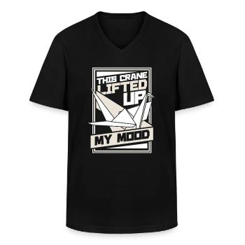 This Crane Lifted Up My Mood Paper Crane Folding - Men's V-Neck T-Shirt - black - Front - AI Model Male 178 dark (178cm)
