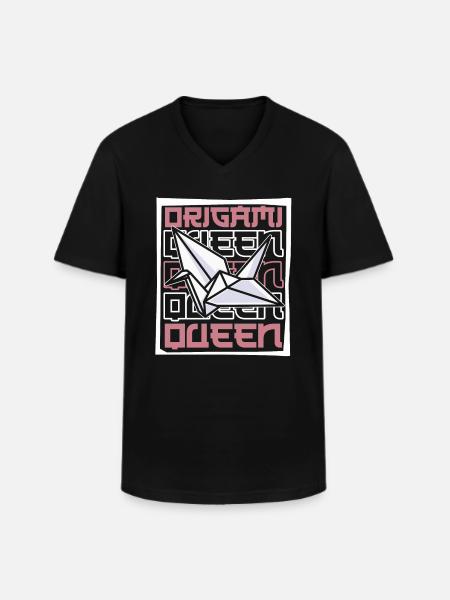 Origami dronning folde ugle papir trane mester - Klassisk herre T-shirt med V-udskæring - sort
