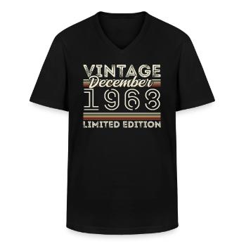 Vintage December 1968 - 57th Anniversary December - Men's V-Neck T-Shirt - black - Front - AI Model Male 178 dark (178cm)