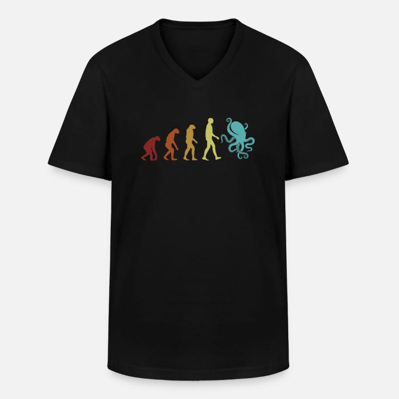 Octopus Evolution Octopodes Octopoda Cephalopoda - Men's V-Neck T-Shirt - black