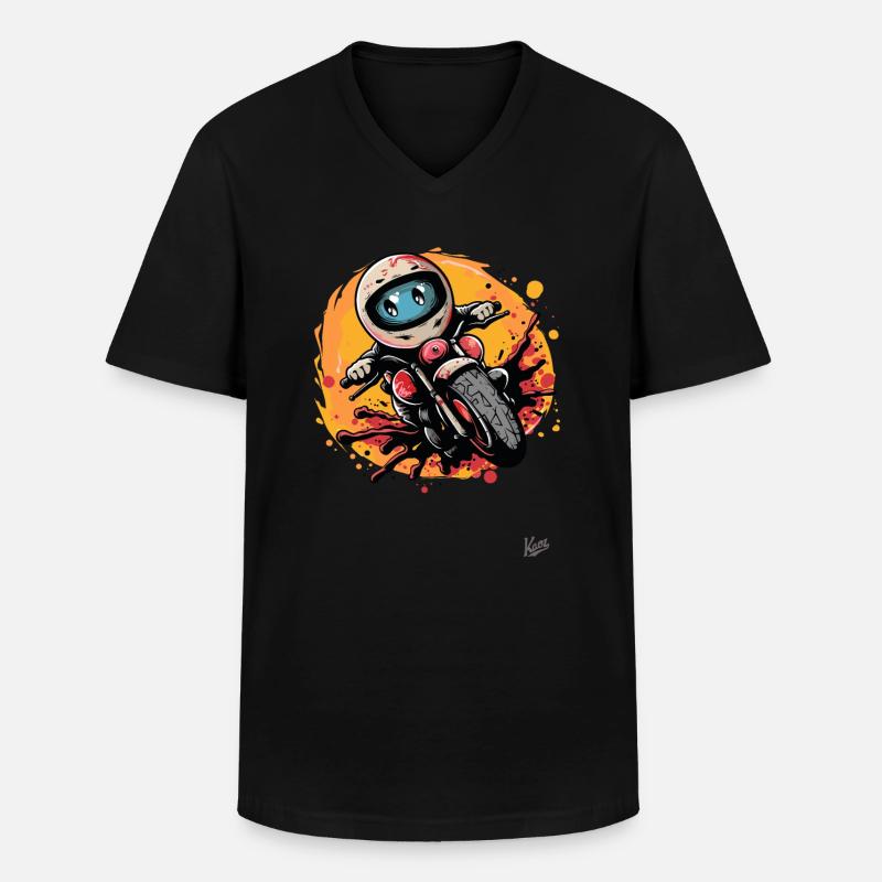 Süßes Motorrad-Comic - Männer-T-Shirt mit V-Ausschnitt - Schwarz