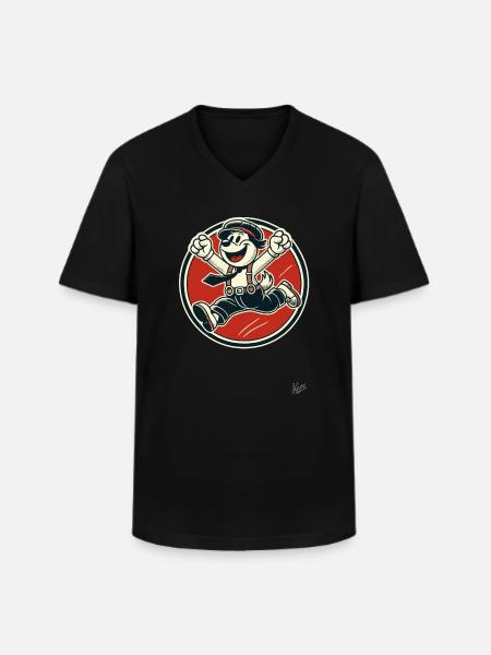 Cheerful Retro Dog Boy - Men's V-Neck T-Shirt - black