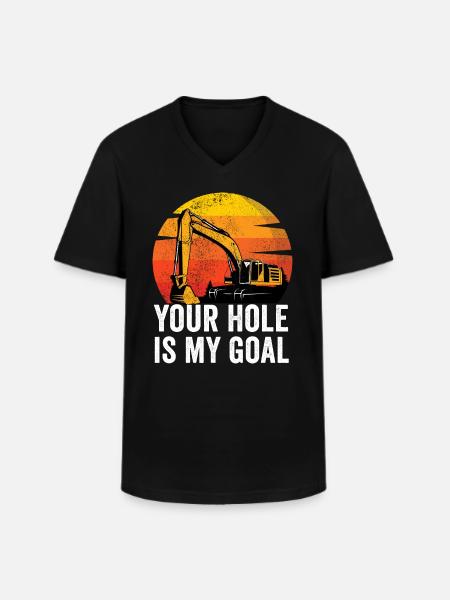 Excavator Construction Worker - Men's V-Neck T-Shirt - black