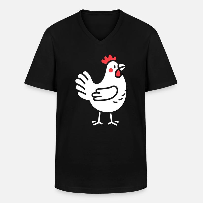 Huhn - Männer-T-Shirt mit V-Ausschnitt - Schwarz