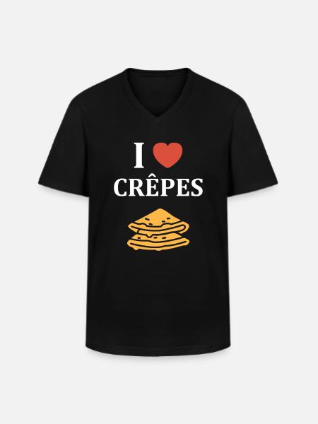 crêpe - T-shirt col V Homme - noir