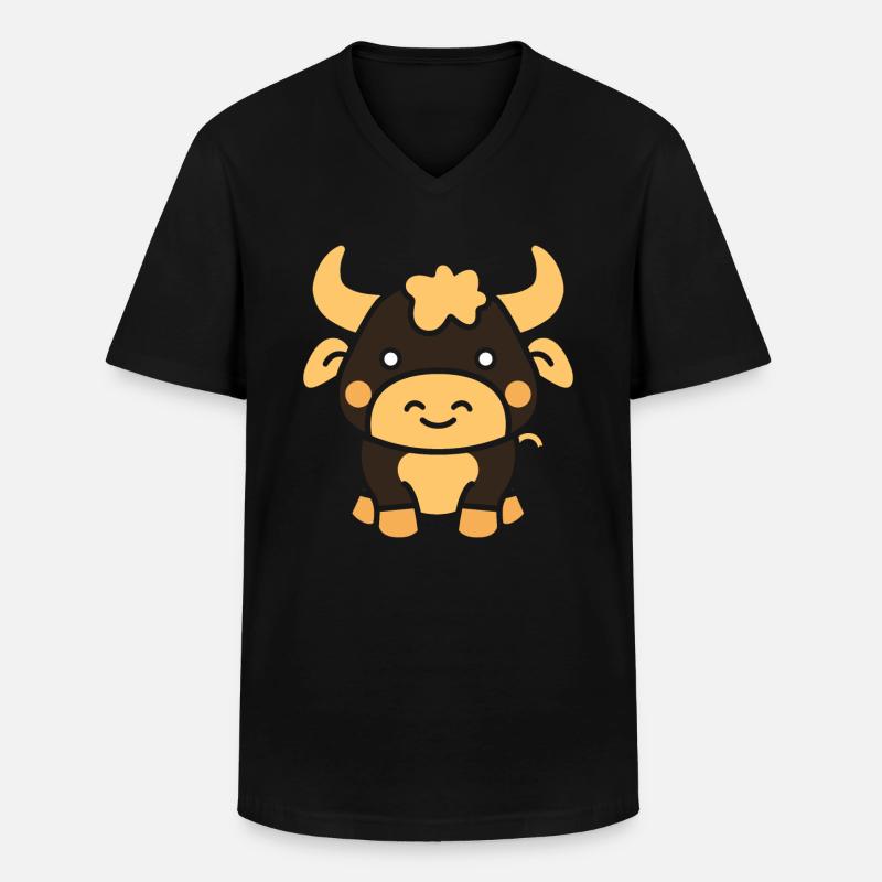 Stier - Männer-T-Shirt mit V-Ausschnitt - Schwarz