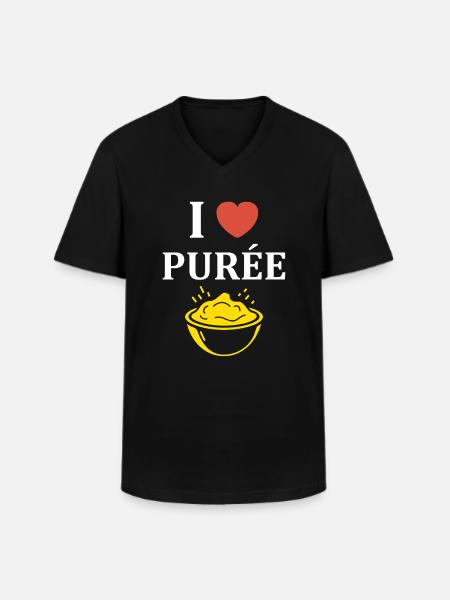 Purée - T-shirt col V Homme - noir