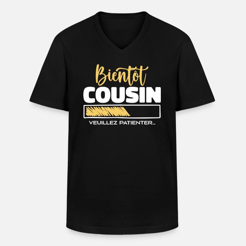 Bald Cousin, bitte warten - Männer-T-Shirt mit V-Ausschnitt - Schwarz