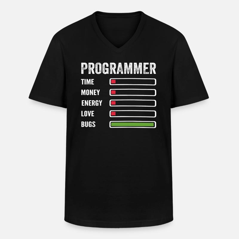 développeur humour programmeur codeur code - T-shirt col V Homme - noir