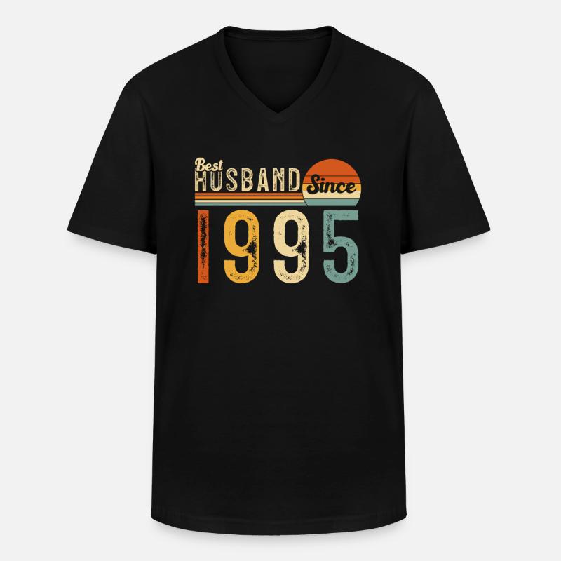 Bester Ehemann seit 1995 - Männer-T-Shirt mit V-Ausschnitt - Schwarz