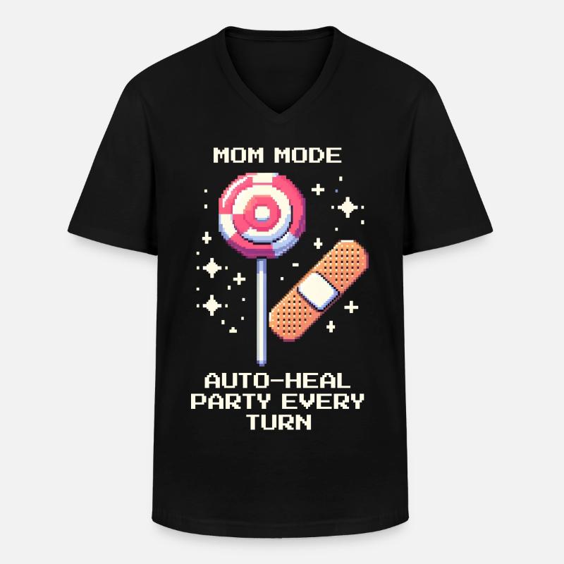 Mama-Modus: Auto-Heal jede Runde | Eltern - Männer-T-Shirt mit V-Ausschnitt - Schwarz