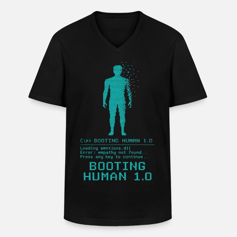 Booting Human 1.0 Empathy Error - Men's V-Neck T-Shirt - black