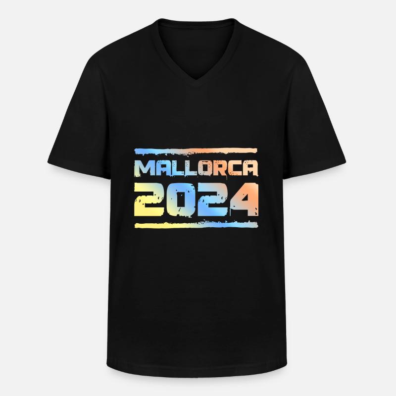 Mallorca 2024 Bunt - Männer-T-Shirt mit V-Ausschnitt - Schwarz