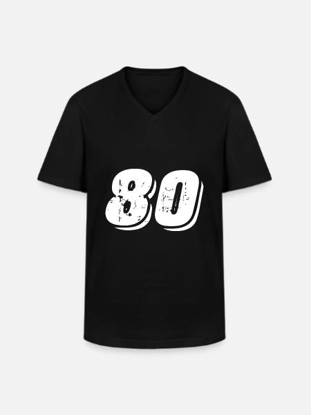 80 number symbol - Men's V-Neck T-Shirt - black